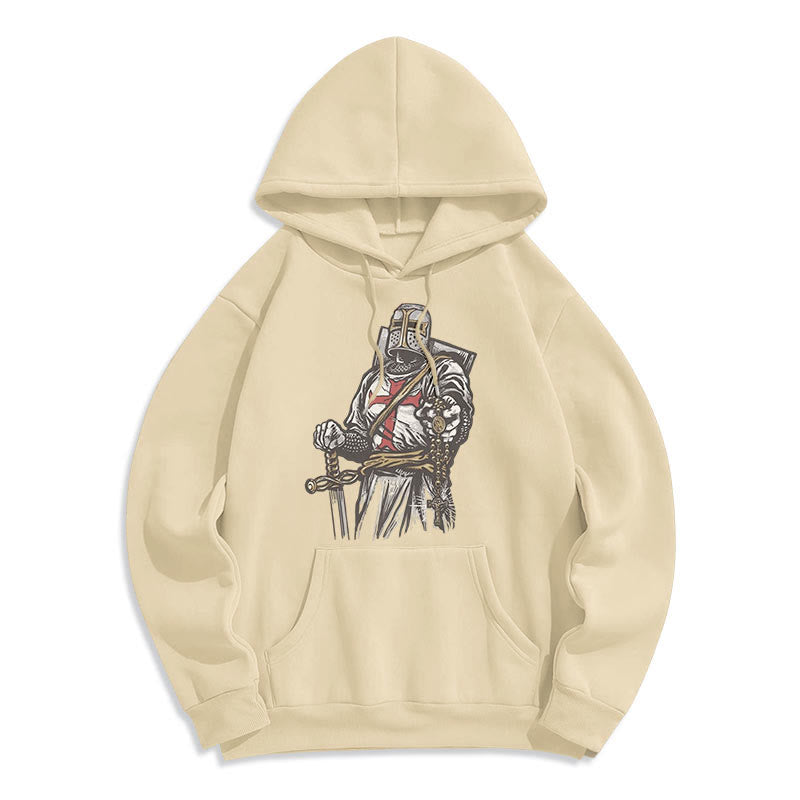 christiandiscipleshop Modern Style Crusader's Valor and Faith Fleece Lined Polyester Hoodie