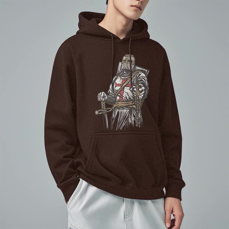 christiandiscipleshop Modern Style Crusader's Valor and Faith Fleece Lined Polyester Hoodie