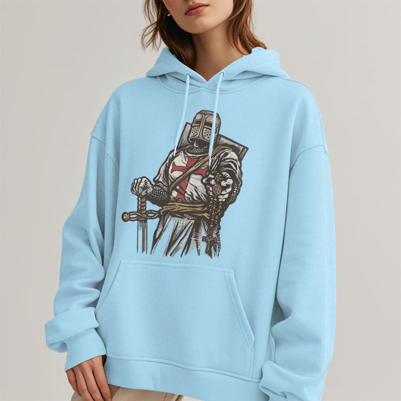christiandiscipleshop Modern Style Crusader's Valor and Faith Fleece Lined Polyester Hoodie