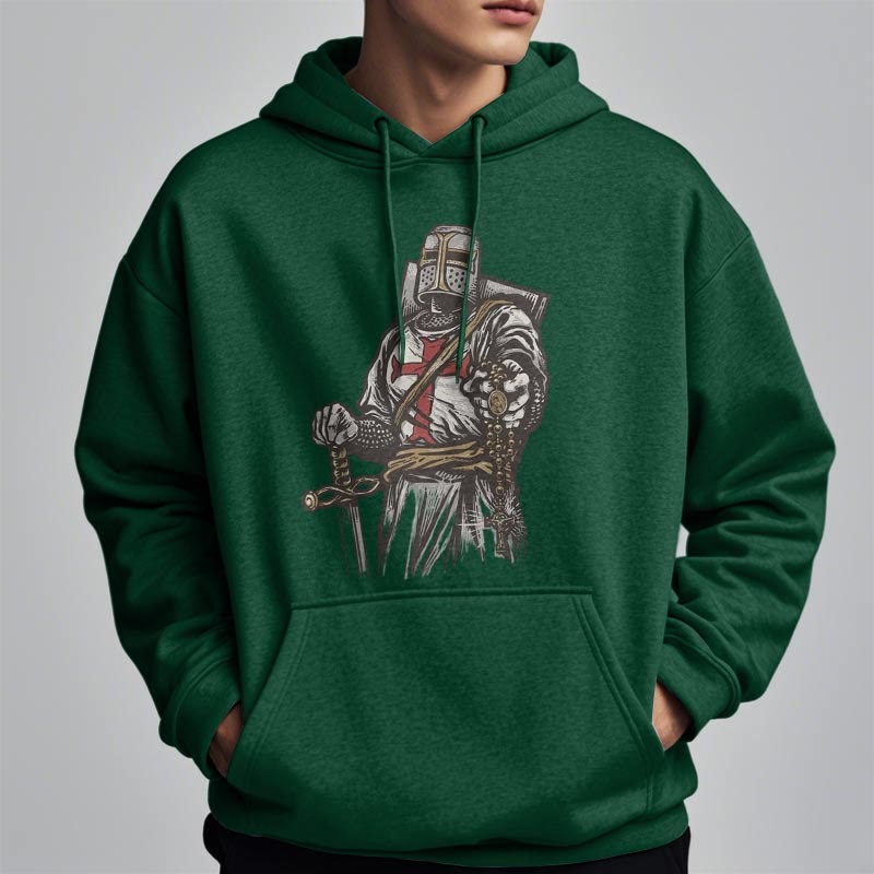 christiandiscipleshop Modern Style Crusader's Valor and Faith Fleece Lined Polyester Hoodie