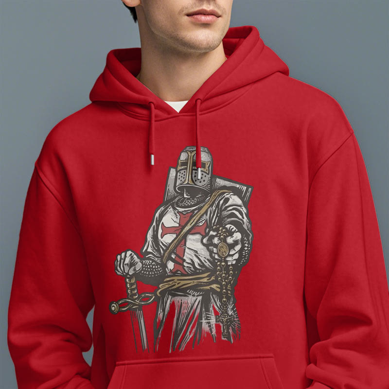 christiandiscipleshop Modern Style Crusader's Valor and Faith Fleece Lined Polyester Hoodie