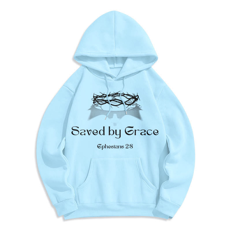 Christiandiscipleshop Quotation Style Saved By Grace Crown Fleece Lined Polyester Hoodie