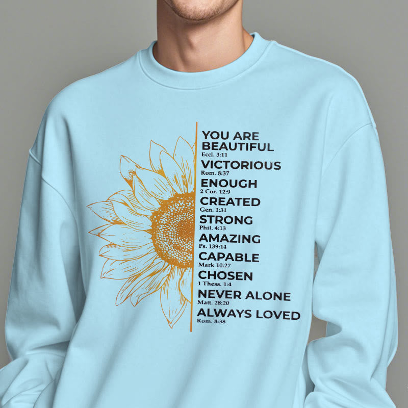 Christiandiscipleshop Quotation Style Sunflower Strength Positivity Fleece Lined Polyester Sweatshirt