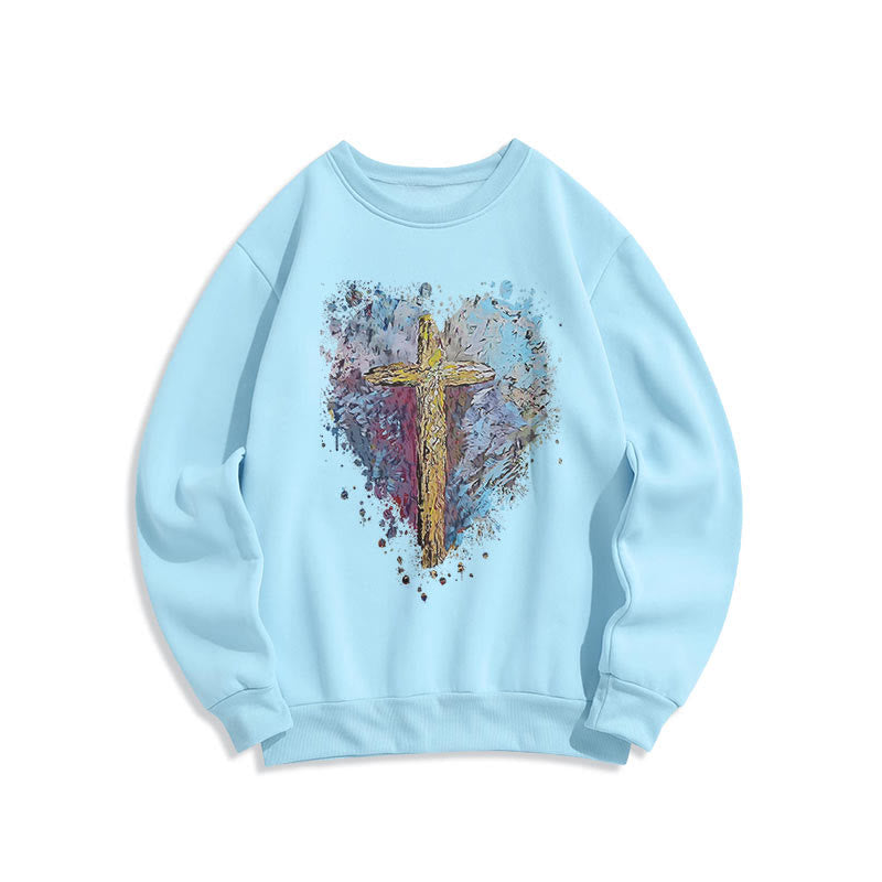 Christiandiscipleshop Colored Style Radiant Cross Of Hope Fleece Lined Polyester Sweatshirt