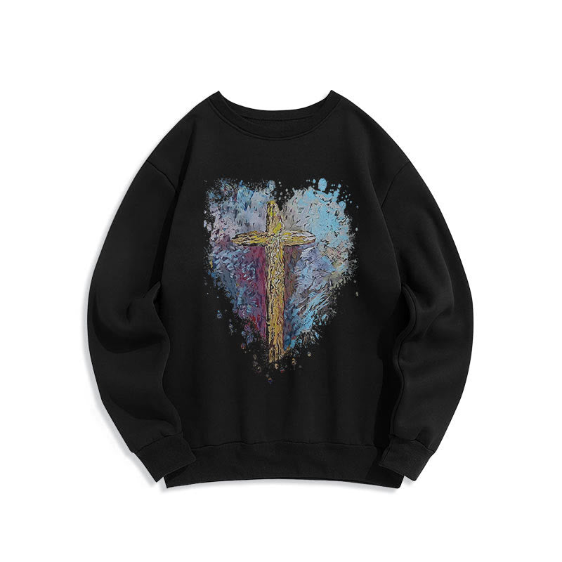 Christiandiscipleshop Colored Style Radiant Cross Of Hope Fleece Lined Polyester Sweatshirt