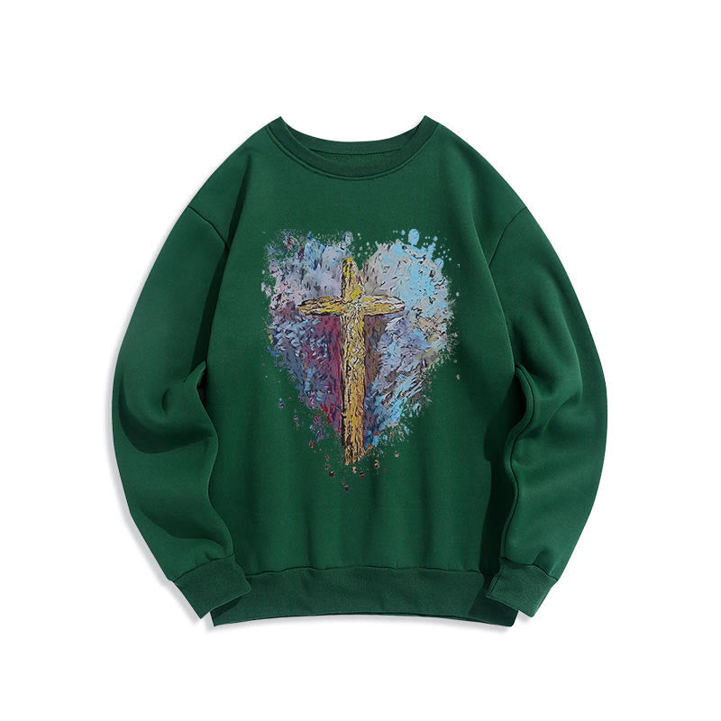 Christiandiscipleshop Colored Style Radiant Cross Of Hope Fleece Lined Polyester Sweatshirt