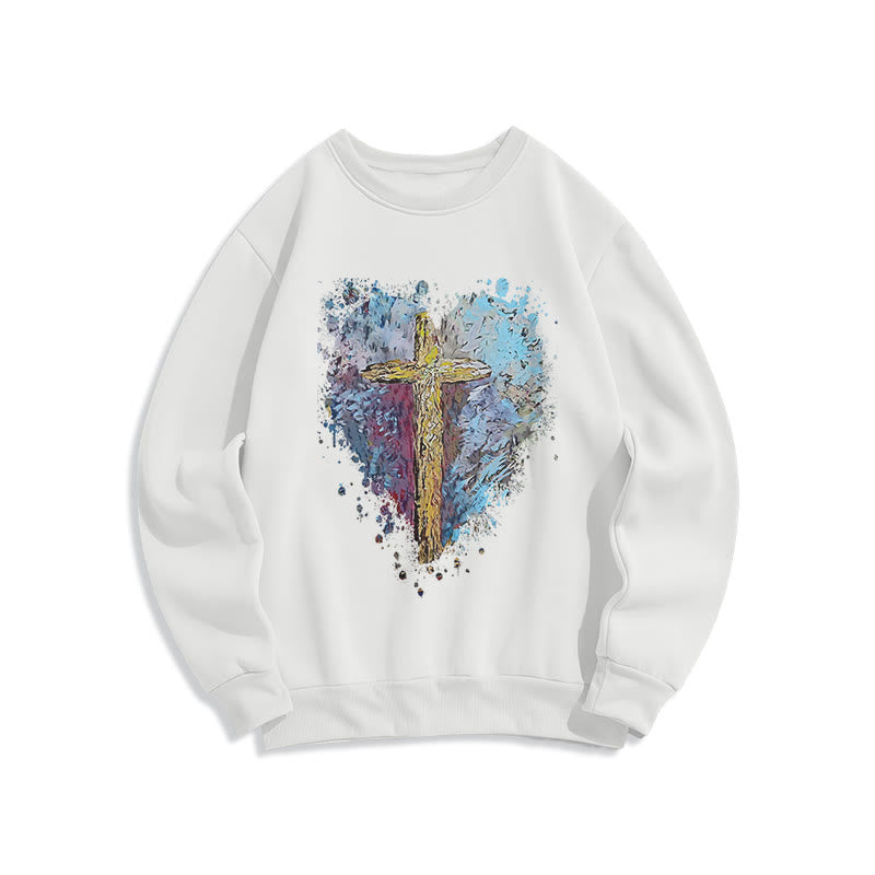 Christiandiscipleshop Colored Style Radiant Cross Of Hope Fleece Lined Polyester Sweatshirt