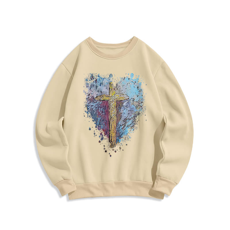Christiandiscipleshop Colored Style Radiant Cross Of Hope Fleece Lined Polyester Sweatshirt
