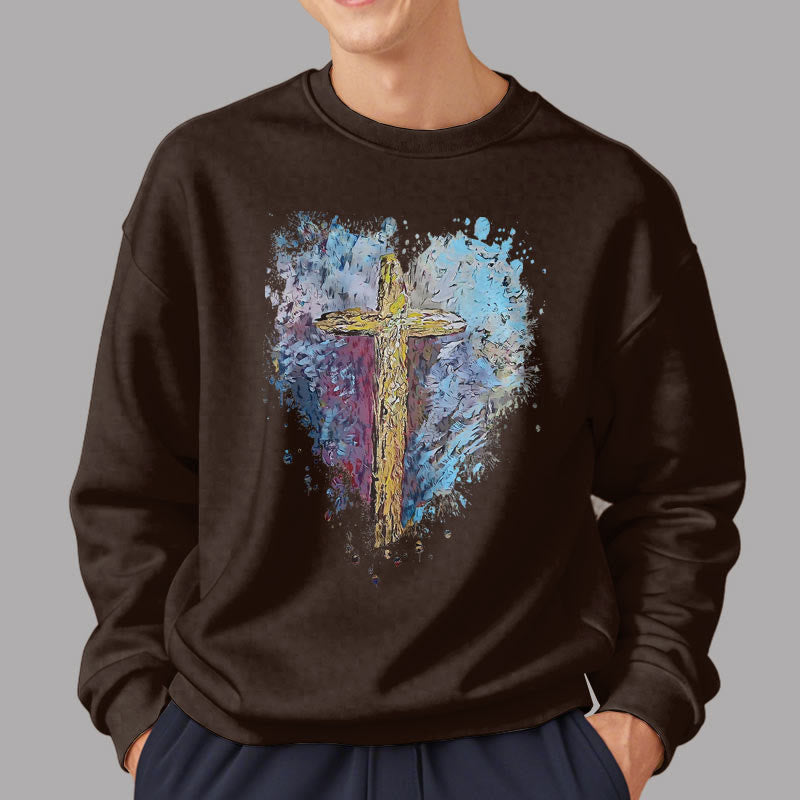 Christiandiscipleshop Colored Style Radiant Cross Of Hope Fleece Lined Polyester Sweatshirt