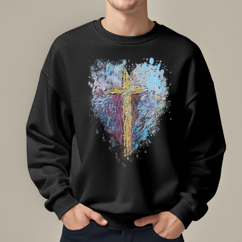 Christiandiscipleshop Colored Style Radiant Cross Of Hope Fleece Lined Polyester Sweatshirt