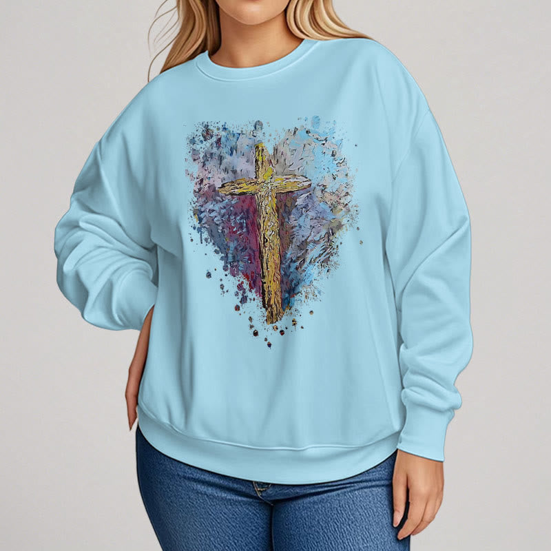 Christiandiscipleshop Colored Style Radiant Cross Of Hope Fleece Lined Polyester Sweatshirt