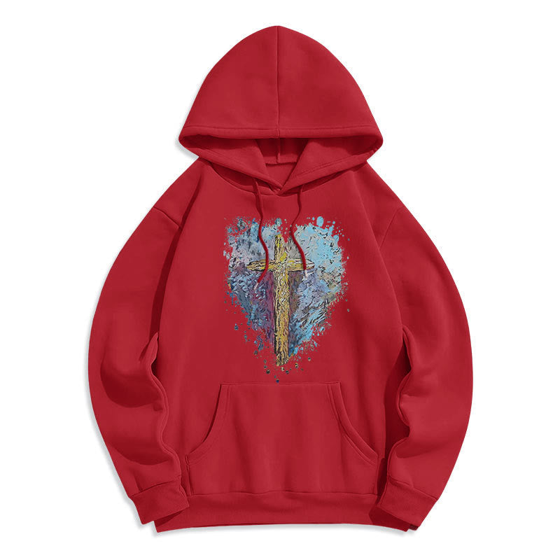 Christiandiscipleshop Colored Style Radiant Cross Of Hope Fleece Lined Polyester Hoodie
