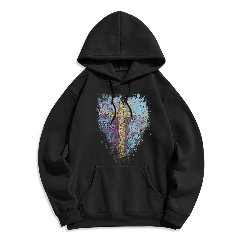 Christiandiscipleshop Colored Style Radiant Cross Of Hope Fleece Lined Polyester Hoodie