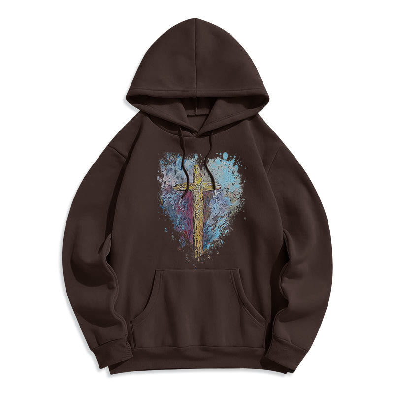 Christiandiscipleshop Colored Style Radiant Cross Of Hope Fleece Lined Polyester Hoodie
