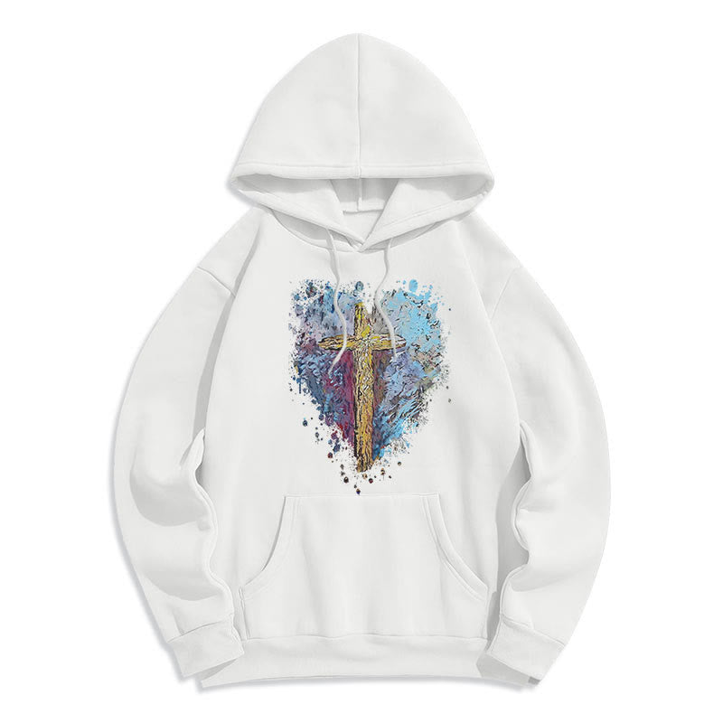 Christiandiscipleshop Colored Style Radiant Cross Of Hope Fleece Lined Polyester Hoodie