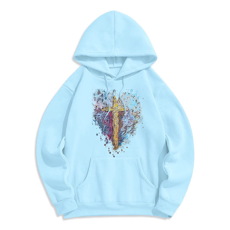 Christiandiscipleshop Colored Style Radiant Cross Of Hope Fleece Lined Polyester Hoodie