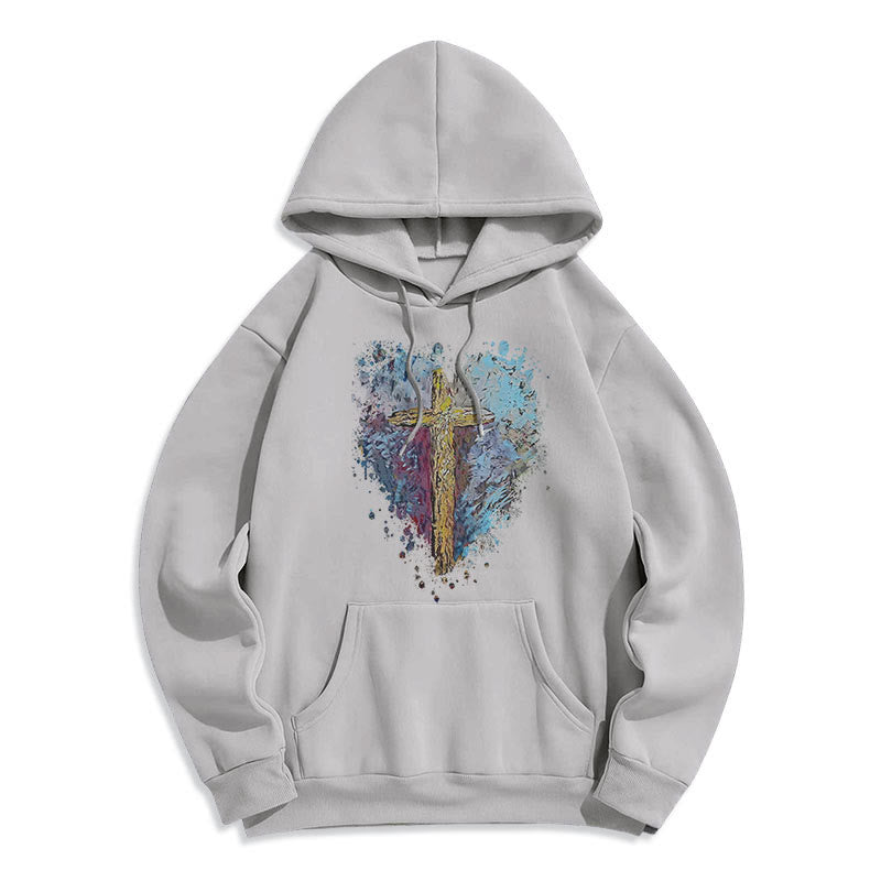 Christiandiscipleshop Colored Style Radiant Cross Of Hope Fleece Lined Polyester Hoodie