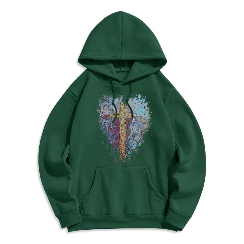 Christiandiscipleshop Colored Style Radiant Cross Of Hope Fleece Lined Polyester Hoodie