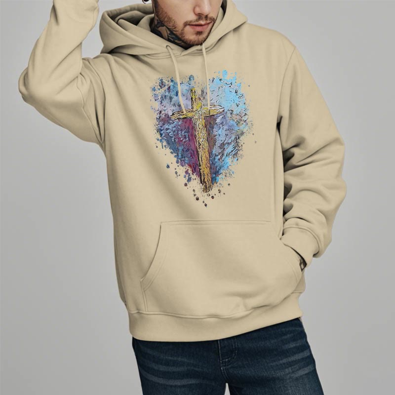 Christiandiscipleshop Colored Style Radiant Cross Of Hope Fleece Lined Polyester Hoodie