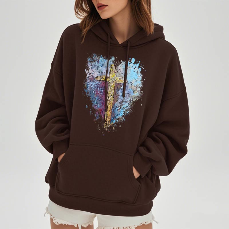 Christiandiscipleshop Colored Style Radiant Cross Of Hope Fleece Lined Polyester Hoodie