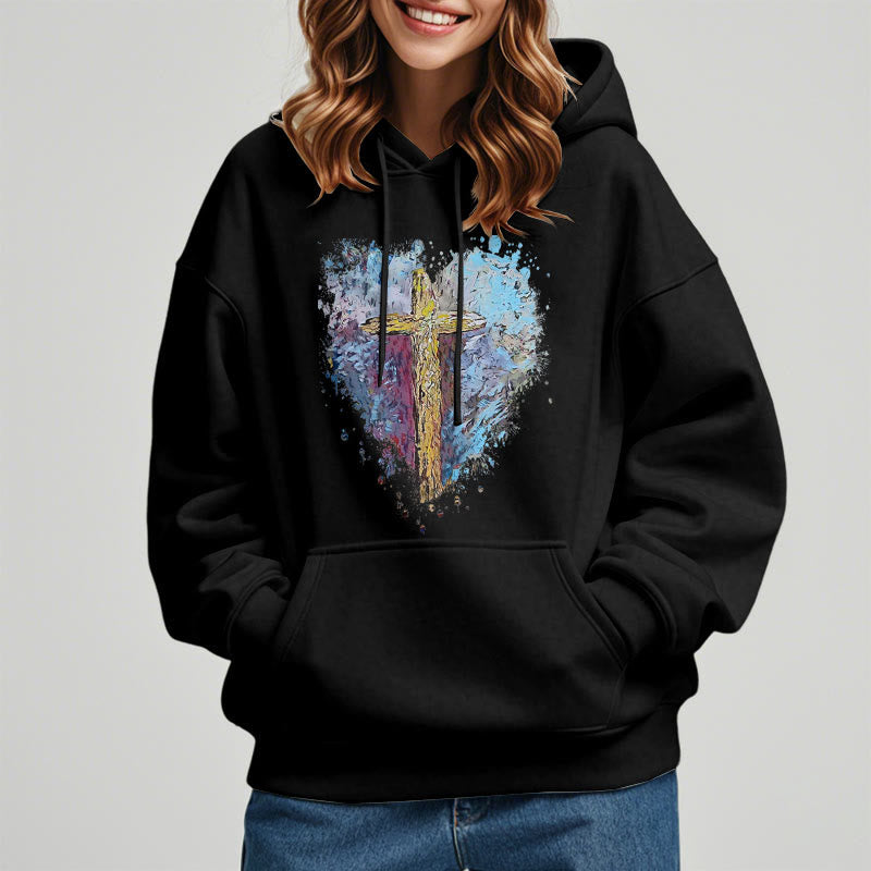 Christiandiscipleshop Colored Style Radiant Cross Of Hope Fleece Lined Polyester Hoodie