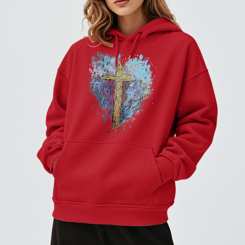Christiandiscipleshop Colored Style Radiant Cross Of Hope Fleece Lined Polyester Hoodie