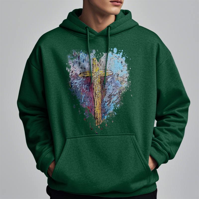 Christiandiscipleshop Colored Style Radiant Cross Of Hope Fleece Lined Polyester Hoodie
