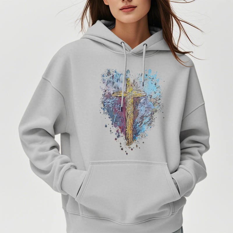 Christiandiscipleshop Colored Style Radiant Cross Of Hope Fleece Lined Polyester Hoodie