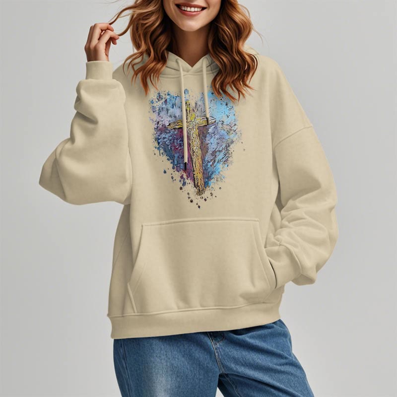 Christiandiscipleshop Colored Style Radiant Cross Of Hope Fleece Lined Polyester Hoodie