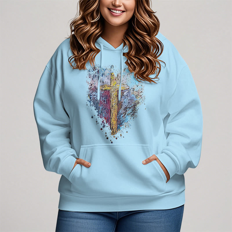 Christiandiscipleshop Colored Style Radiant Cross Of Hope Fleece Lined Polyester Hoodie