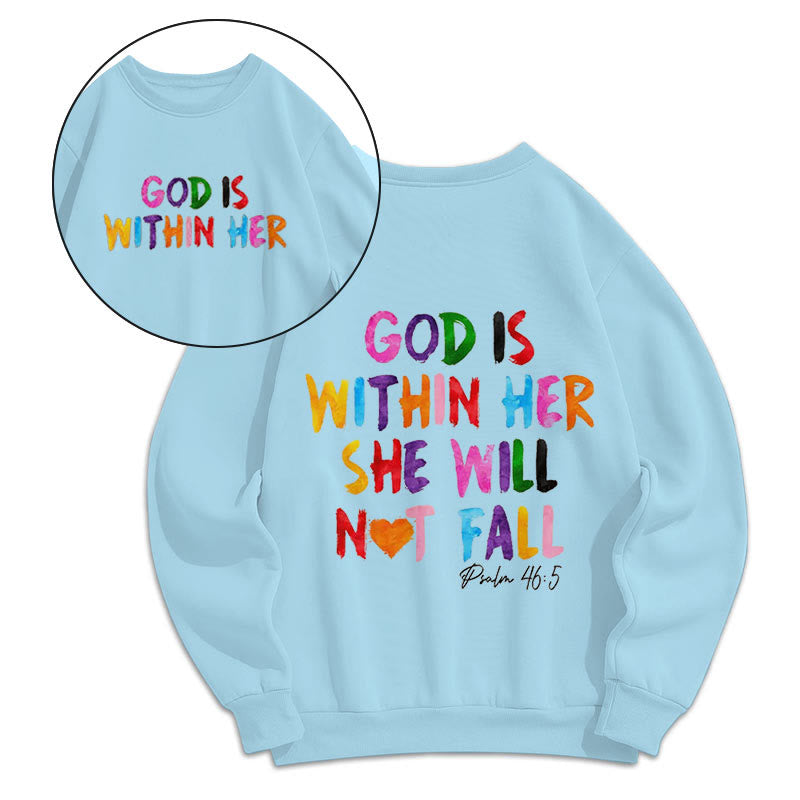 Christiandiscipleshop Quotation Style God Is Within Her Fleece Lined Polyester Sweatshirt