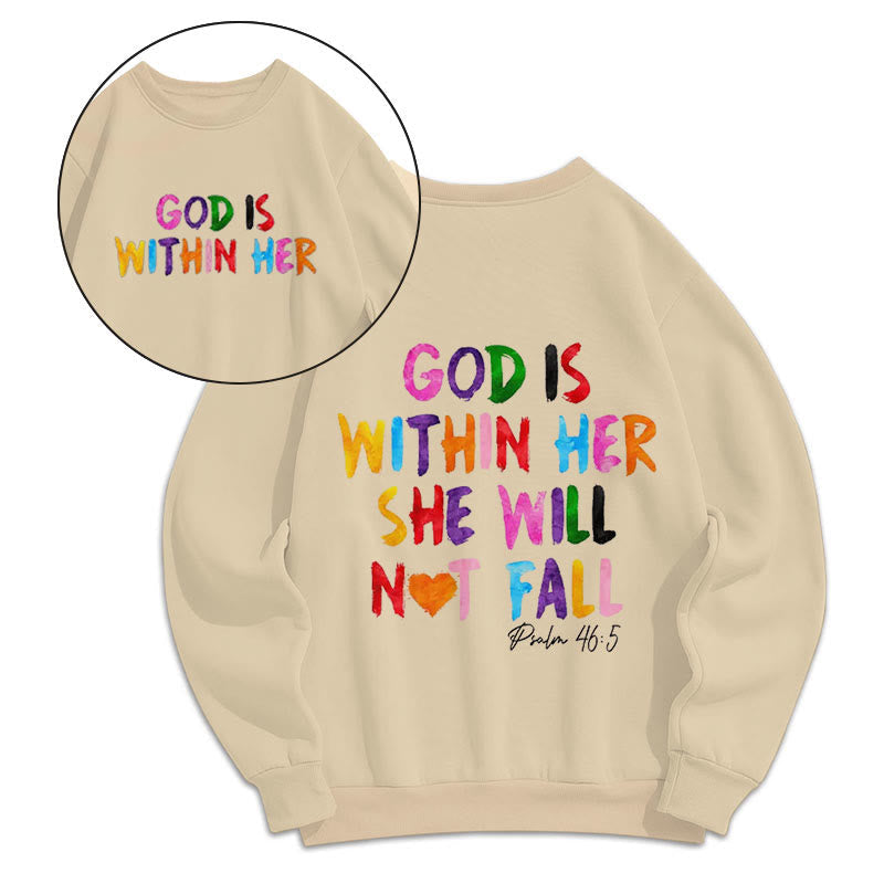 Christiandiscipleshop Quotation Style God Is Within Her Fleece Lined Polyester Sweatshirt
