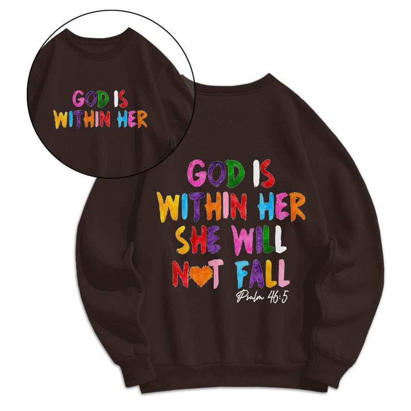 Christiandiscipleshop Quotation Style God Is Within Her Fleece Lined Polyester Sweatshirt