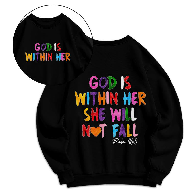 Christiandiscipleshop Quotation Style God Is Within Her Fleece Lined Polyester Sweatshirt