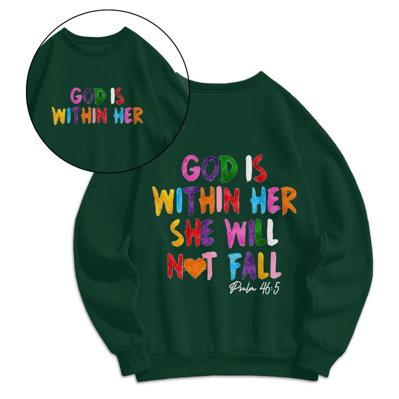 Christiandiscipleshop Quotation Style God Is Within Her Fleece Lined Polyester Sweatshirt