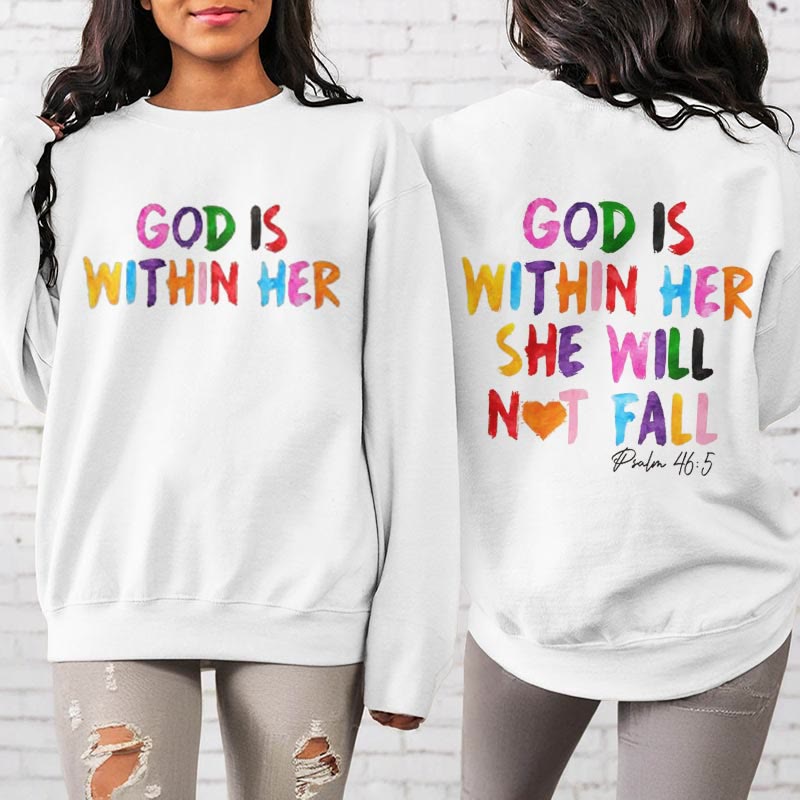 Christiandiscipleshop Quotation Style God Is Within Her Fleece Lined Polyester Sweatshirt