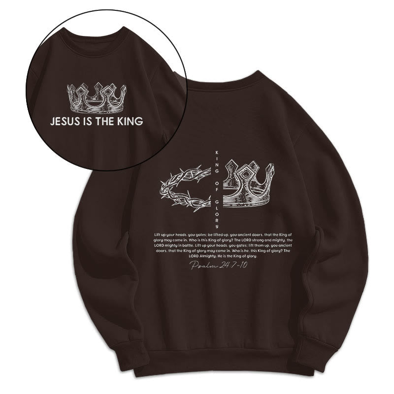 Christiandiscipleshop Quotation Style Jesus Is The King Fleece Lined Polyester Sweatshirt