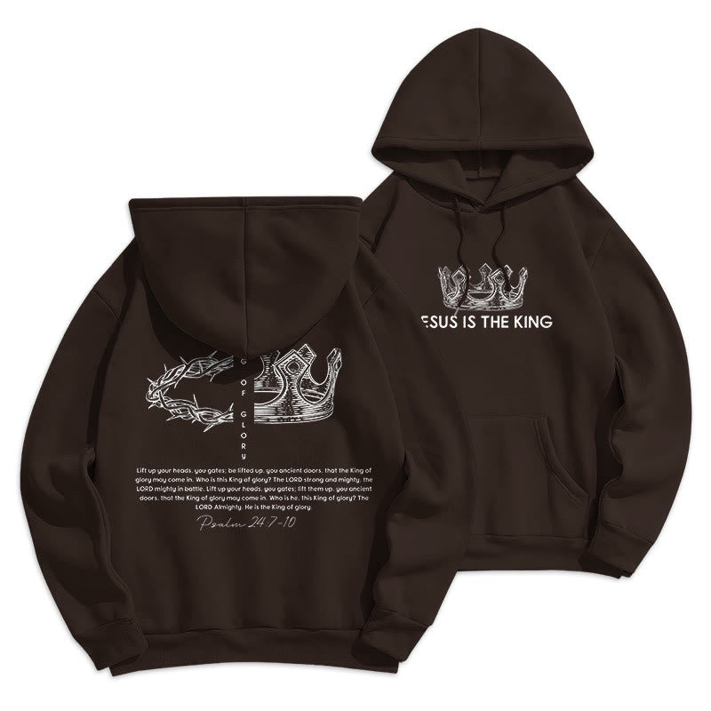 Christiandiscipleshop Quotation Style Jesus Is The King Fleece Lined Polyester Hoodie