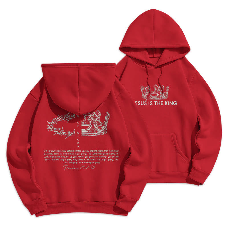 Christiandiscipleshop Quotation Style Jesus Is The King Fleece Lined Polyester Hoodie