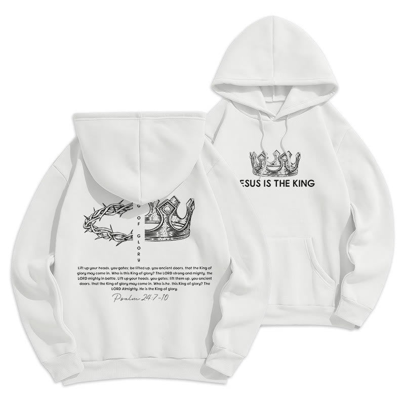 Christiandiscipleshop Quotation Style Jesus Is The King Fleece Lined Polyester Hoodie
