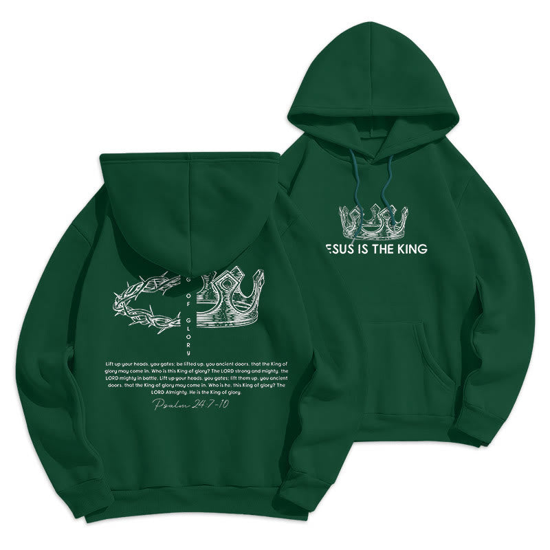 Christiandiscipleshop Quotation Style Jesus Is The King Fleece Lined Polyester Hoodie