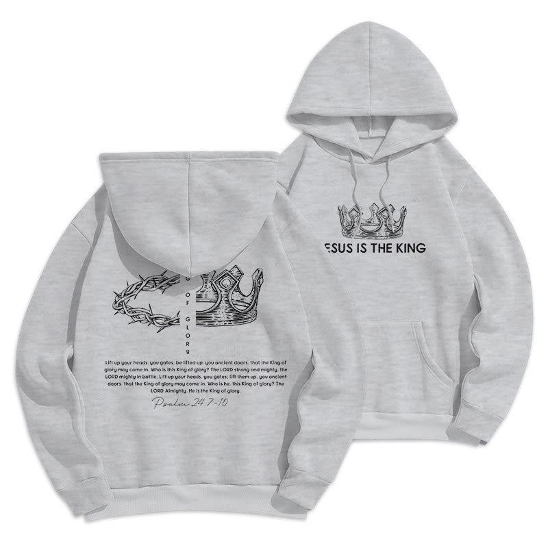 Christiandiscipleshop Quotation Style Jesus Is The King Fleece Lined Polyester Hoodie