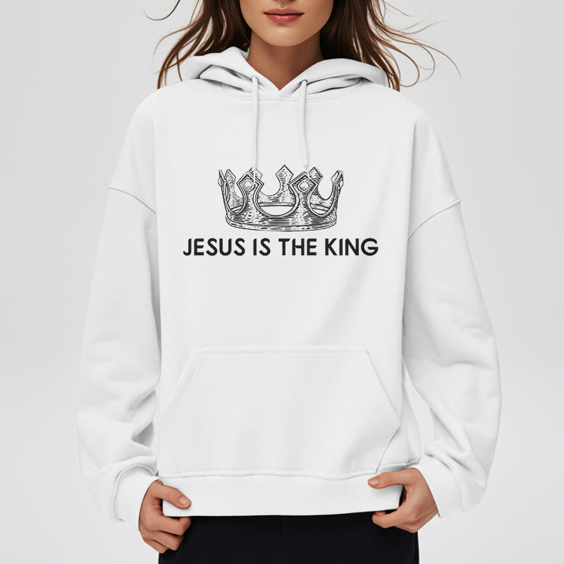 Christiandiscipleshop Quotation Style Jesus Is The King Fleece Lined Polyester Hoodie