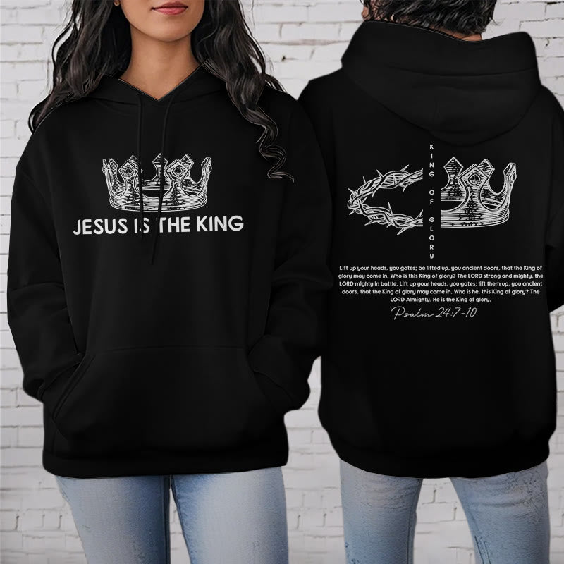 Christiandiscipleshop Quotation Style Jesus Is The King Fleece Lined Polyester Hoodie