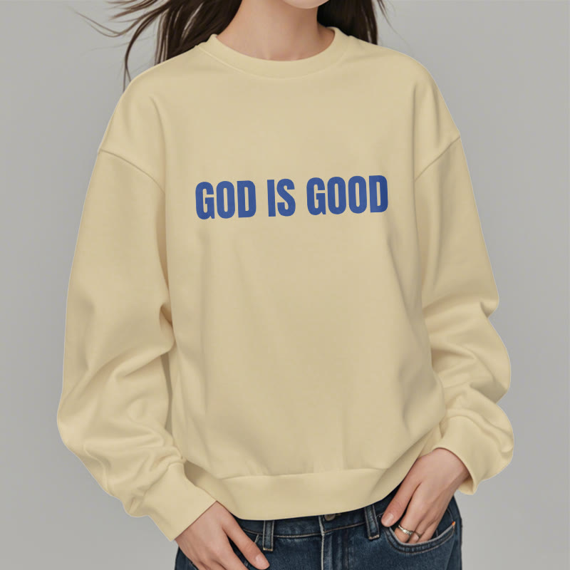 Christiandiscipleshop Quotation Style Butterfly God Is Good Fleece Lined Polyester Sweatshirt