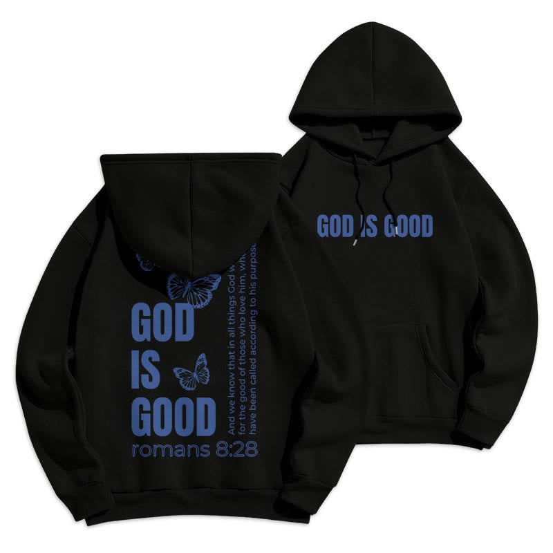 Christiandiscipleshop Zitat-Stil Schmetterling Gott ist gut Fleecegefütterter Polyester-Hoodie