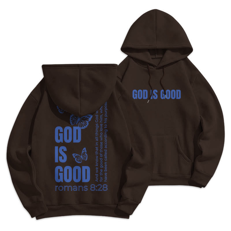 Christiandiscipleshop Quotation Style Butterfly God Is Good Fleece Lined Polyester Hoodie