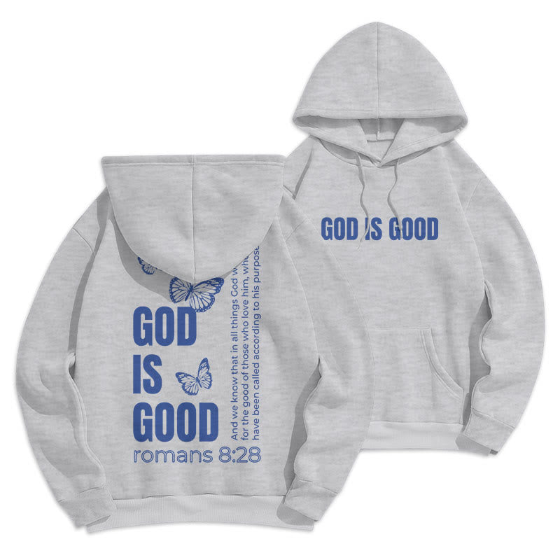 Christiandiscipleshop Quotation Style Butterfly God Is Good Fleece Lined Polyester Hoodie