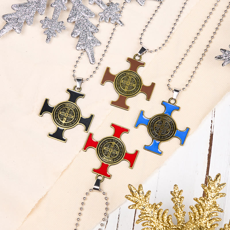 Christiandiscipleshop Klassische Halskette mit Anhänger in Form eines Heiligen-Benedikt-Kreuzes zum Schutz