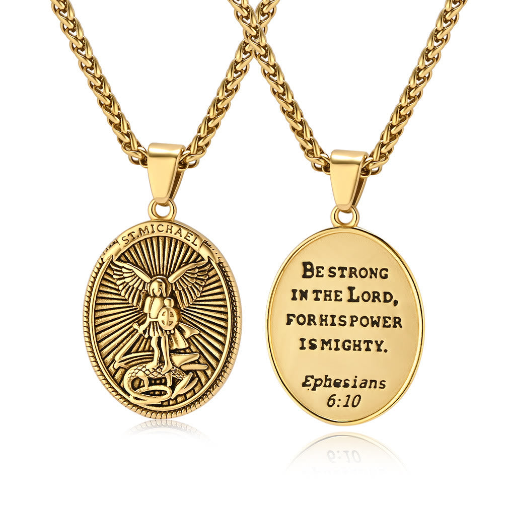 Christiandiscipleshop Classic Style Saint Michael Archangel Ephesians 6:10 Pendant Necklace